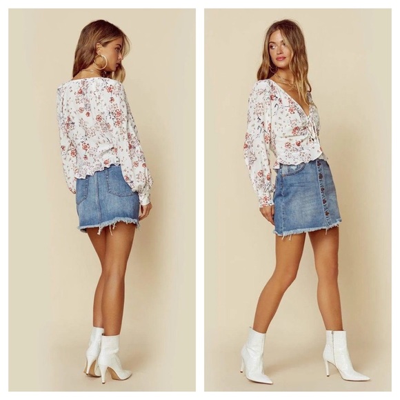 PB Blue Life lillia top in ivory floral NWT size S - Picture 2 of 13